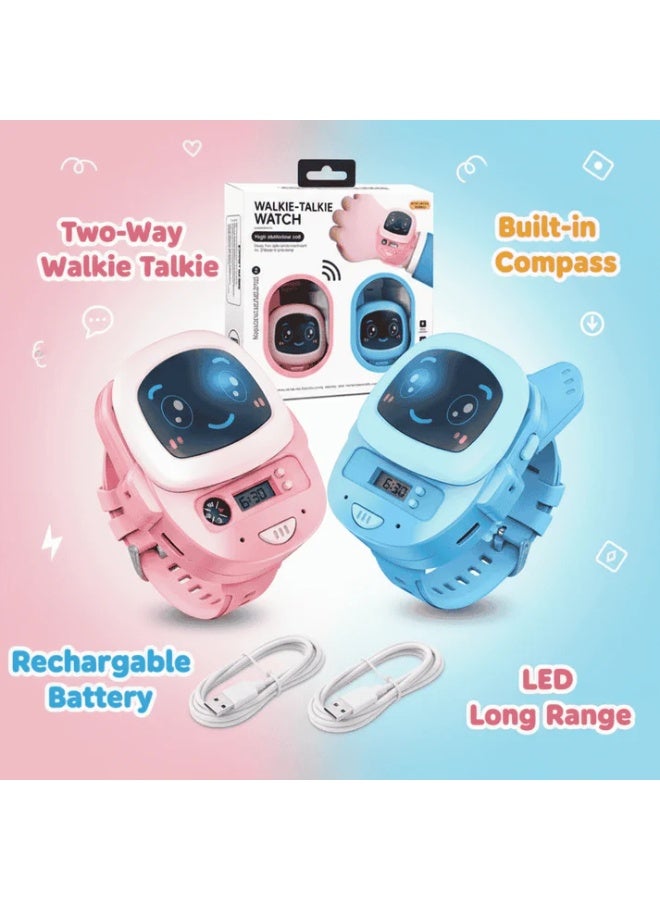 بلو فاير مجموعة ساعتي اتصال لاسلكي (واكي توكي) كهربائية للأطفال - لعبة اتصال 2 في 1 قابلة لإعادة الشحن لمدى طويل مع صوت عالي الوضوح، ووضعين للارتداء (معصم وتعليق)، وغطاء منزلق وشاشة زمنية، مناسبة للأعمار 3 فما فوق - مثالية للأشقاء وأوقات اللعب - Image 4